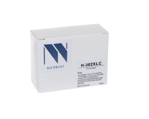 [Расходные материалы] Струйный картридж NV Print 302XLC (NV-F6U67AE) Color для HP DeskJet 1110, 2132, 3630, 3632; Envy 4512, 4520, 4522; OJ 3830, 4650, 4655 (330 стр)