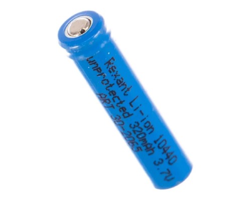 [Аккумулятор] Rexant (30-2065) Аккумулятор Li-ion 10440, 3,7В, 320мАч, без платы защиты, плоский контакт, 10 шт, коробка