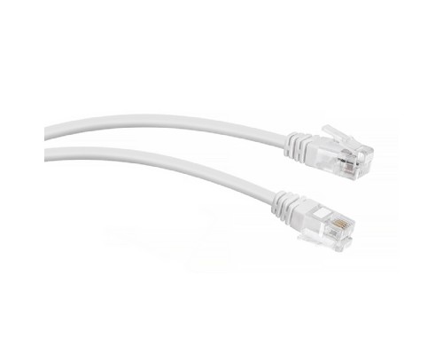 [Cabeus Патч-корды (сетевые, телефонные)] Cabeus PC-TEL-RJ12-0.5m Патч-корд телефонный 2х6р4с, белый, PVC, 0.5 м