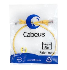 Cabeus PC-UTP-RJ45-Cat.5e-0.5m-YL Патч-корд U/UTP, категория 5е, 2xRJ45/8p8c, неэкранированный, желтый, PVC, 0.5м