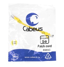 Cabeus PC-UTP-RJ45-Cat.5e-0.15m-YL Патч-корд U/UTP, категория 5е, 2xRJ45/8p8c, неэкранированный, желтый, PVC, 0.15м