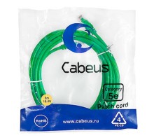 Cabeus PC-UTP-RJ45-Cat.5e-5m-GN-LSZH Патч-корд U/UTP, категория 5е, 2xRJ45/8p8c, неэкранированный, зеленый, LSZH, 5м