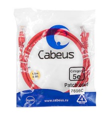 Cabeus PC-UTP-RJ45-Cat.5e-1.5m-RD Патч-корд U/UTP, категория 5е, 2xRJ45/8p8c, неэкранированный, красный, PVC, 1.5м