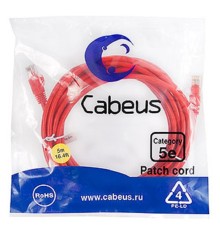 Cabeus PC-UTP-RJ45-Cat.5e-5m-RD Патч-корд U/UTP, категория 5е, 2xRJ45/8p8c, неэкранированный, красный, PVC, 5м