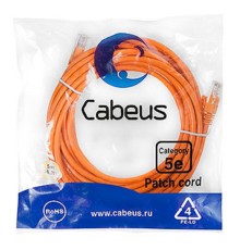 Cabeus PC-UTP-RJ45-Cat.5e-5m-OR Патч-корд U/UTP, категория 5е, 2xRJ45/8p8c, неэкранированный, оранжевый, PVC, 5м