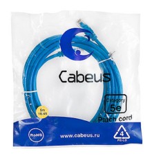 Cabeus PC-UTP-RJ45-Cat.5e-5m-BL-LSZH Патч-корд U/UTP, категория 5е, 2xRJ45/8p8c, неэкранированный, синий, LSZH, 5м