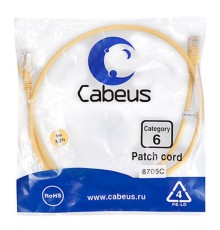 Cabeus PC-UTP-RJ45-Cat.6-1m-YL Патч-корд U/UTP, категория 6, 2xRJ45/8p8c, неэкранированный, желтый, PVC, 1м