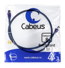 Cabeus PC-SSTP-RJ45-Cat.8-1m-LSZH Патч-корд S/FTP, категория 8 (40G, 2000 MHz), 2xRJ45/8p8c, экранированный, синий, LSZH, 1 м