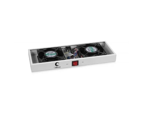 [Cabeus Аксессуары к монтажным шкафам] Cabeus TRAY-FAN2 Модуль вентиляторный с 2-я вентиляторами для установки в настенные шкафы серии SH-05F, цвет серый (RAL7035)