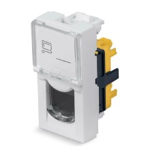 Cabeus KJ-RJ45-Cat.6a-180T-FP-L-22,5 Keystone Jack RJ-45(8P8C), 180 градусов, категория 6a, безинструментный монтаж, вставка Mosaic (арт.076571)