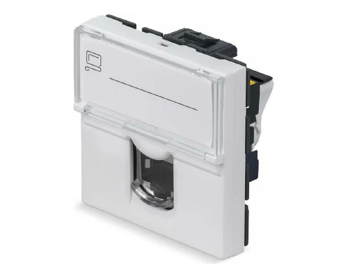 [Cabeus Разъемы, Проходные адаптеры, Вставки] Cabeus KJ-RJ45-Cat.6a-180T-FP-L-45 Keystone Jack RJ-45(8P8C), 180 градусов, категория 6a, безинструментный монтаж, вставка Mosaic (арт.076574)
