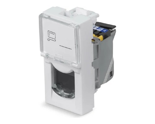 [Cabeus Разъемы, Проходные адаптеры, Вставки] Cabeus KJ-RJ45-Cat.6a-SH-180T-FP-L-22,5 Keystone Jack RJ-45(8P8C), 180 градусов, категория 6a, экранированная, безинструментный монтаж, вставка Mosaic (арт.076573)