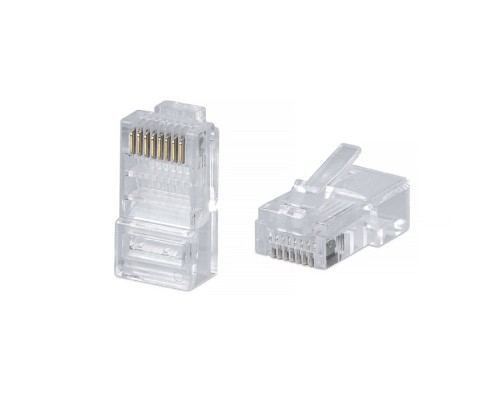 [Cabeus Разъемы, Проходные адаптеры, Вставки] Cabeus 8P8C-FC Коннектор RJ-45 быстрой установки под витую пару, категория 5e, универсальный (для одножильного и многожильного кабеля) для проводников с толщиной по изоляции до 1,05 мм