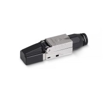 Cabeus 8P8C-SH-C6-TWP-F Коннектор с фиксатором кабеля и колпачком RJ-45(8P8C) под витую пару, категория 6, экранированный, для одножильного кабеля, со вставкой