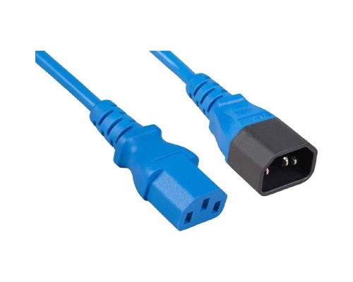 [Cabeus кабели силовые] Cabeus PC-189-VDE-1.8M-BL Кабель питания монитор-компьютер IEC 320 C13 - IEC 320 C14 (3x0.75), синий, 1.8 м