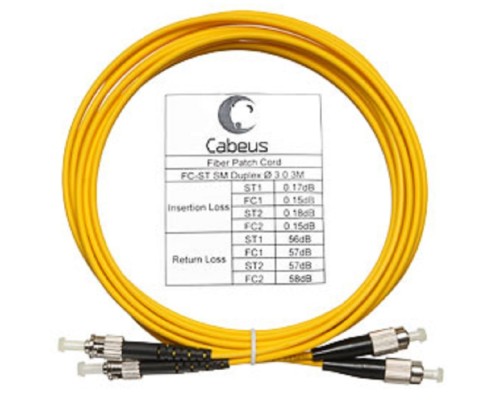 [Cabeus Патч-корды волоконно-оптические, пигтейлы] Cabeus FOP(d)-9-FC-ST-3m Шнур оптический duplex FC-ST 9/125 sm 3м LSZH