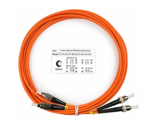 [Cabeus Патч-корды волоконно-оптические, пигтейлы] Cabeus FOP-62-FC-ST-3m Шнур оптический duplex FC-ST 62,5/125 mm 3м LSZH