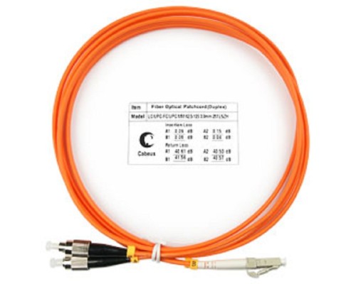[Cabeus Патч-корды волоконно-оптические, пигтейлы] Cabeus FOP-62-LC-FC-1,5m Шнур оптический duplex LC-FC 62,5/125 mm 1,5м LSZH