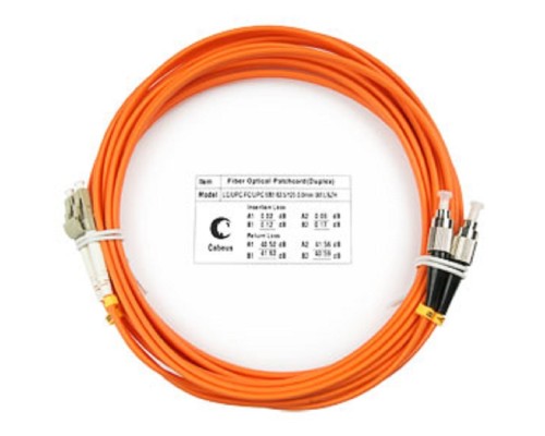 [Cabeus Патч-корды волоконно-оптические, пигтейлы] Cabeus FOP-62-LC-FC-10m Шнур оптический duplex LC-FC 62,5/125 mm 10м LSZH