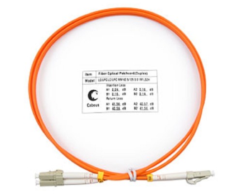 [Cabeus Патч-корды волоконно-оптические, пигтейлы] Cabeus FOP-62-LC-LC-1m Шнур оптический duplex LC-LC 62,5/125 mm 1м LSZH
