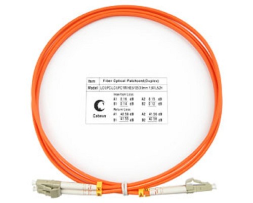 [Cabeus Патч-корды волоконно-оптические, пигтейлы] Cabeus FOP-62-LC-LC-1,5m Шнур оптический duplex LC-LC 62,5/125 mm 1,5м LSZH