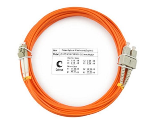 [Cabeus Патч-корды волоконно-оптические, пигтейлы] Cabeus FOP-62-LC-SC-5m Шнур оптический duplex LC-SC 62,5/125 mm 5м LSZH