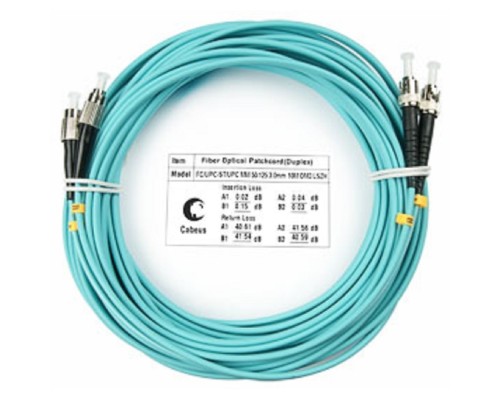 [Cabeus Патч-корды волоконно-оптические, пигтейлы] Cabeus FOP-50-FC-ST-20m Шнур оптический duplex FC-ST 50/125 mm OM3 20м LSZH