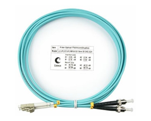 [Cabeus Патч-корды волоконно-оптические, пигтейлы] Cabeus FOP-50-LC-ST-3m Шнур оптический duplex LC-ST 50/125 mm OM3 3м LSZH