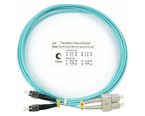 [Cabeus Патч-корды волоконно-оптические, пигтейлы] Cabeus FOP-50-SC-FC-1,5m Шнур оптический duplex SC-FC 50/125 mm OM3 1,5м LSZH