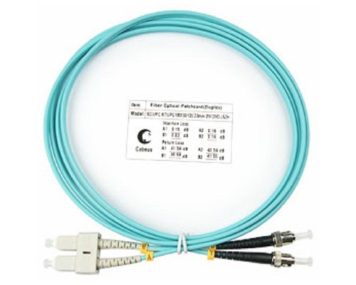 [Cabeus Патч-корды волоконно-оптические, пигтейлы] Cabeus FOP-50-SC-ST-2m Шнур оптический duplex SC-ST 50/125 mm OM3 2м LSZH