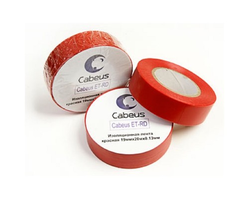 [Cabeus Стяжки, крепежные материалы, маркеры] Cabeus ET-RD Изоляционная лента красная 19ммх20мх0.13м