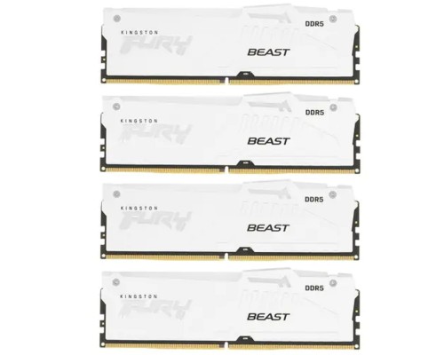 [Модуль памяти] Память оперативная/ Kingston 64GB 6000MT/s DDR5 CL40 DIMM (Kit of 4) FURY Beast White RGB XMP