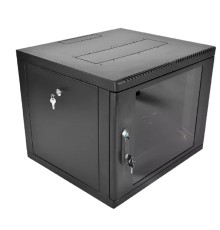 ЦМО Шкаф телекоммуникационный настенный сварной 9U (600 x 350) съёмные стенки, дверь стекло, чёрный, ШРН-9.350-9005
