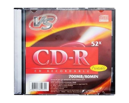 [Диск] VS CD-R 80 52x SL/5 Ink Print (отгрузка кратно 5 шт)(620311)