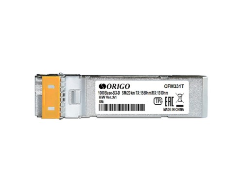 [Сетевое оборудование] ORIGO OFM331T/20KM/A1A WDM SFP-трансивер, 1000Base-BX-D (Simplex LC), Tx: 1550нм, Rx: 1310нм, одномод, до 20км