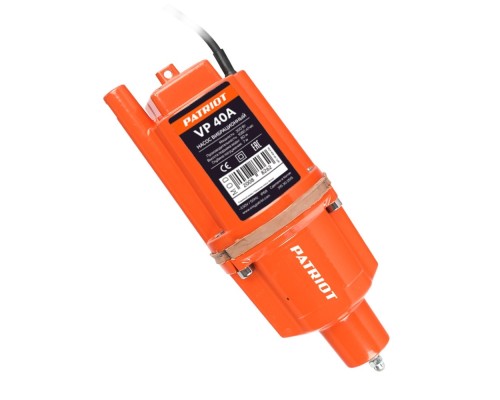 [Насосы бытовые] Насос погружной вибрационный PATRIOT VP 40А [315302515] { нижний забор, кабель 40 м, 300 Вт. 18 л/мин. H-70 м. D-96 мм. термозащита }