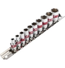 Rexant (12-8316) Набор торцевых головок 1/4, шестигранные, CrV, 10 шт., 4-13мм