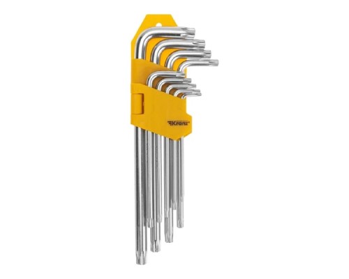 [Ключи, наборы Rexant, Kranz] Kranz (KR-12-5221) Набор ключей имбусовых Tamper-Torx 9 шт., ТТ10-ТТ50, закаленные, удлиненные, никель