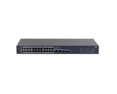 [Коммутаторы] DAHUA DH-CS4228-24GT-240 24-портовый гигабитный PoE коммутатор с функцией облачного управления, 24xRJ45 1Gb PoE, 2xRJ45 1Gb uplink, 2xSFP 1Gb; суммарно 240Вт, коммутация 56 Гбит/с, MAC-таблица 8К
