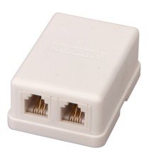 Rexant (03-0002) Розетка телефонная внешняя, 2 порта UTP, RJ-14 (6P4C), CAT 3