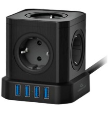 Cablexpert Сетевой фильтр Tower TWR-5-U4-B-2 (5р, 10А, 4 х USB, 3.1А, 2м, ур.защиты 4+) черный, коробка {22552}