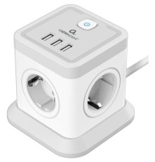 Cablexpert Сетевой фильтр Tower TWR-4-U3-W-2 (Tower 4р, 10А, 3xUSB, 3.1А, 2м, ур.защиты 2+) белый, коробка {22556}