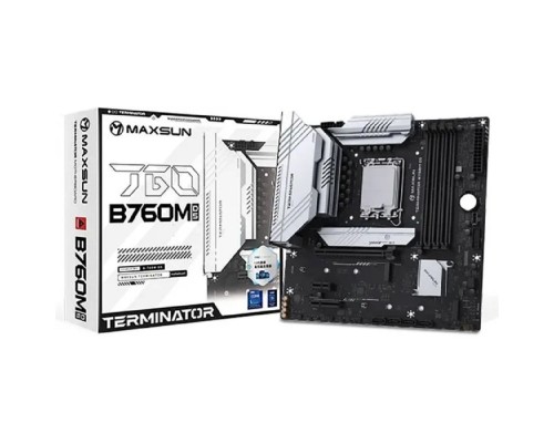 [Материнская плата] MAXSUN MS-Terminator B760M D5 (Socket 1700, mATX, 4*DDR5, DP/HDMI, 4*SATA3, 3*M.2, 1xPCI-E x16 /1xPCI-E x4, 6*USB 2.0,  2*USB 3.2 Gen1, LAN 1*2.5G, RTL)