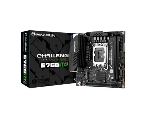 [Материнская плата] MAXSUN MS-Challenger B760ITX D5 (Socket 1700, mini-ITX, 2*DDR5, 2*HDMI/2*DP, 4*SATA3,  2*M.2, 1xPCI-E x16,  4*USB 2.0,  2 x USB 3.2 Gen1, LAN 1*1G/1*2.5G,  RTL)
