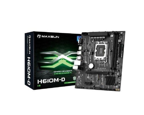 [Материнская плата] MAXSUN MS-Challenger H610M-D V1/V2 (Socket 1700, mATX, 2*DDR4, VGA/HDMI, 3*SATA3, 1*M.2, 1*PCIEx16/1*PCIEx1, 4*USB 2.0, 2*USB 3.2 Gen1, LAN 1*1G, RTL)