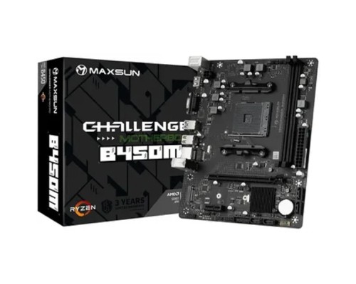 [Материнская плата] MAXSUN MS-Challenger B450M (Socket  AM4, mATX, 2*DDR4, VGA/HDMI, 4*SATA3, 1*M.2, 1*PCIEx16/1*PCIEx1, 2*USB2.0, 2*USB 3.2 Gen1, LAN 1*1G, RTL)