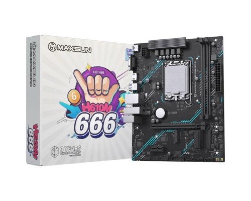[Материнская плата] MAXSUN MS-H610M 666 WIFI6 (Socket 1700, mATX, 2*DDR4, VGA/HDMI, 4*SATA3, 1*M.2, 1*PCIEx16/1*PCIEx1, 3*USB2.0, 2*USB 3.2 Gen1, LAN 1*1G, Bluetooth,  Wi-Fi 802.11ax, RTL)