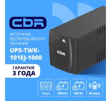 ИБП CBR [UPS-TWK-101EJ-1000] 1000VA/600W, Schuko CEE 7 x4 outlets, LED, USB Type-B, RJ11/45, AVR, 12V/7Ah*2