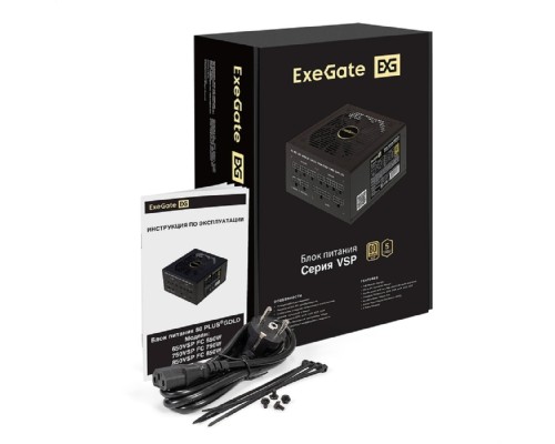 [Блок питания] Exegate EX297232RUS Блок питания 750W 80 PLUS® GOLD 750VSP FC (ATX3.0, APFC, КПД 90% (80 PLUS GOLD), 120mm fan, 24pin, 2x(4+4)pin, PCIE5.0/12VHPWR, 4xPCI-E, 6xSATA, 3xIDE, 1xFDD, Full Cable Management