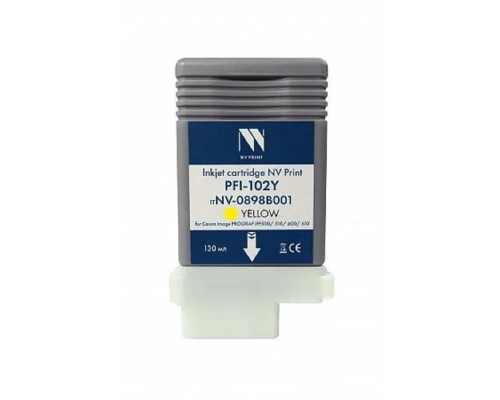 [Расходные материалы] Струйный картридж NV Print PFI-102Y (NV-0898B001) Yellow для Canon ImagePROGRAF iPF500/510/600/610 (130 мл) 
